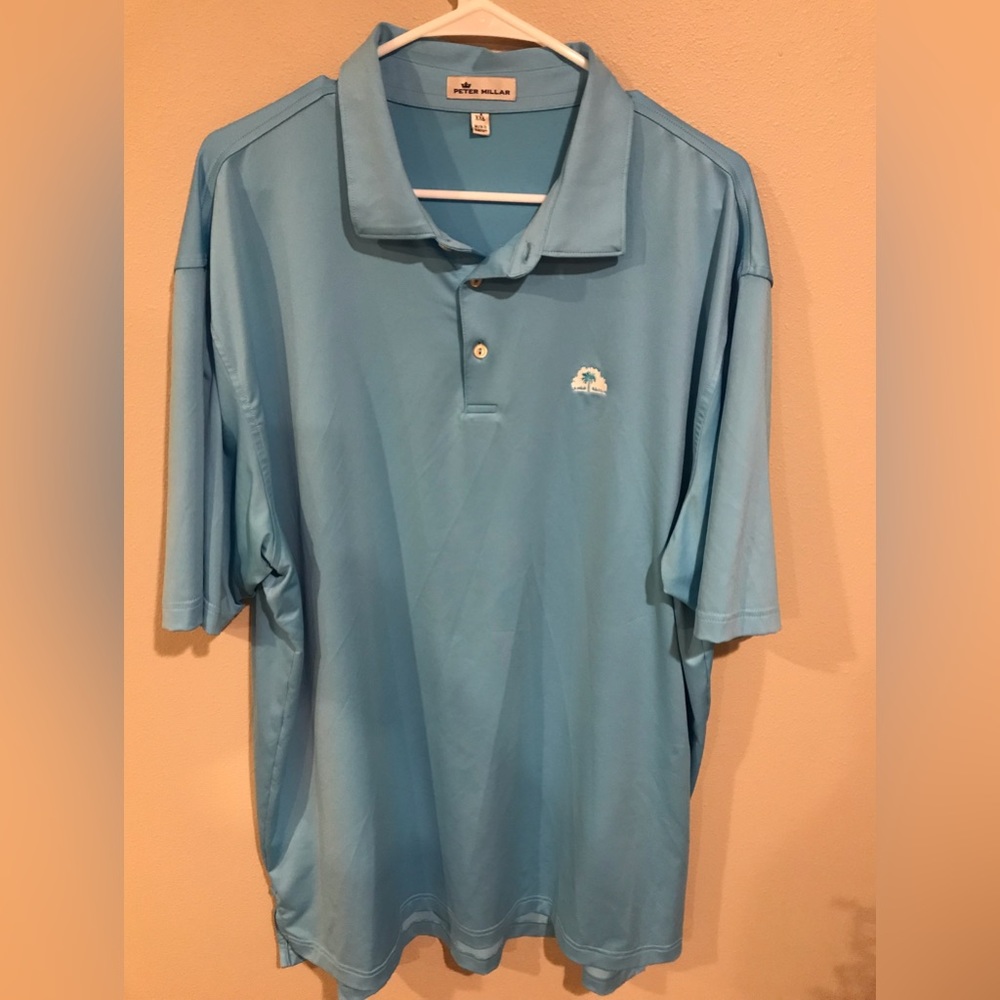Peter Millar Solid Bluish Polo Shirt Men's Size XXL (C)